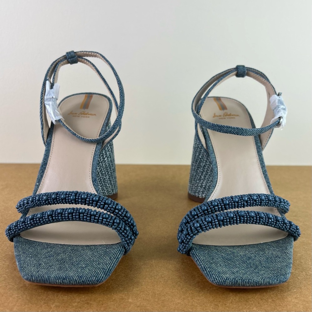 NEW SAM EDELMAN BLUE BEADED SANDALS - Picture 10 of 12